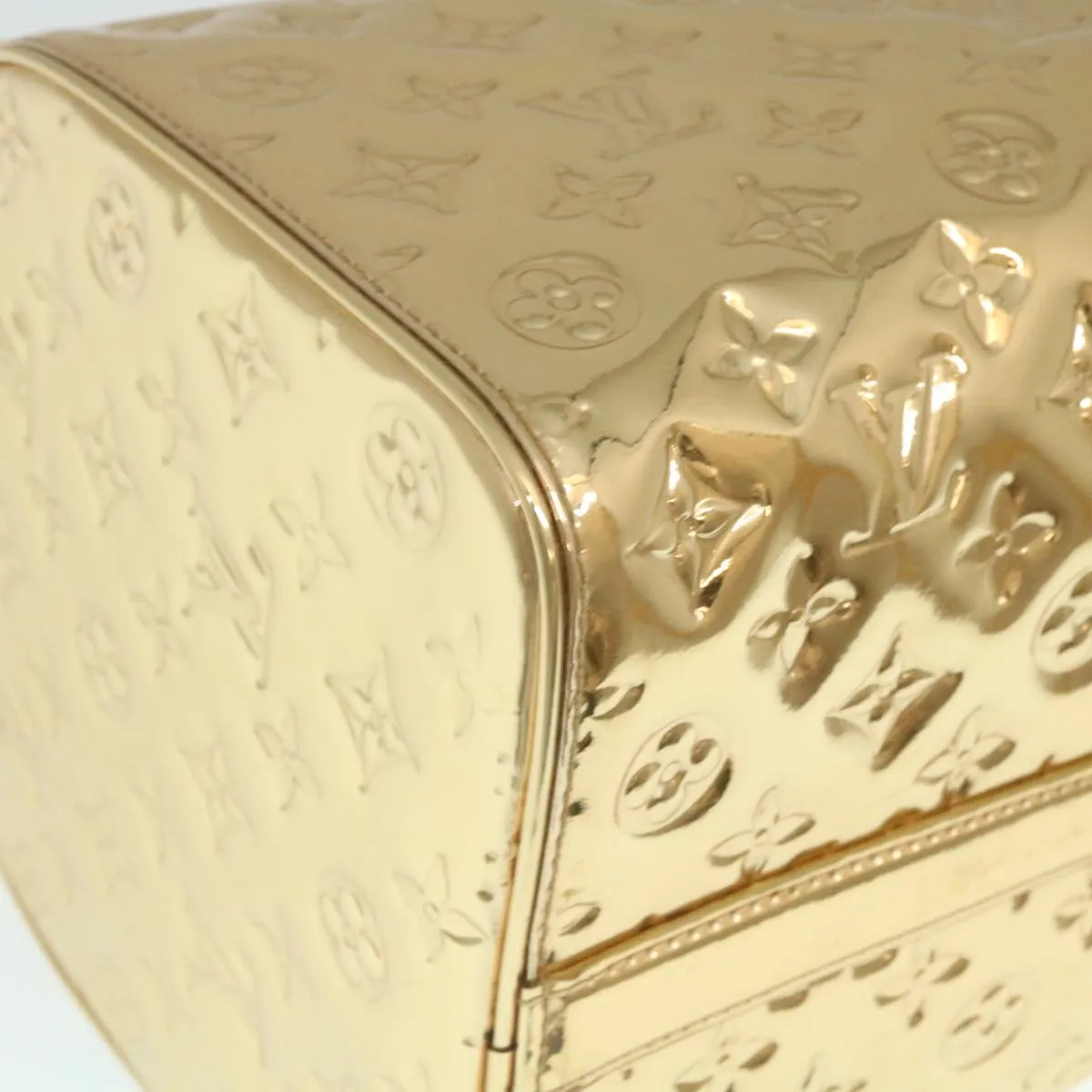 LOUIS VUITTON Monogram Miroir Speedy 35 Hand Bag Gold M95785