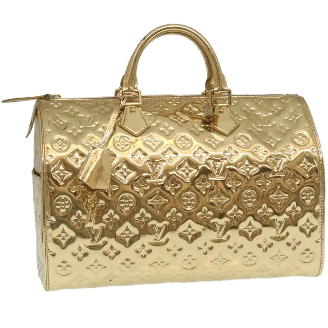LOUIS VUITTON Monogram Miroir Speedy 35 Hand Bag Gold M95785