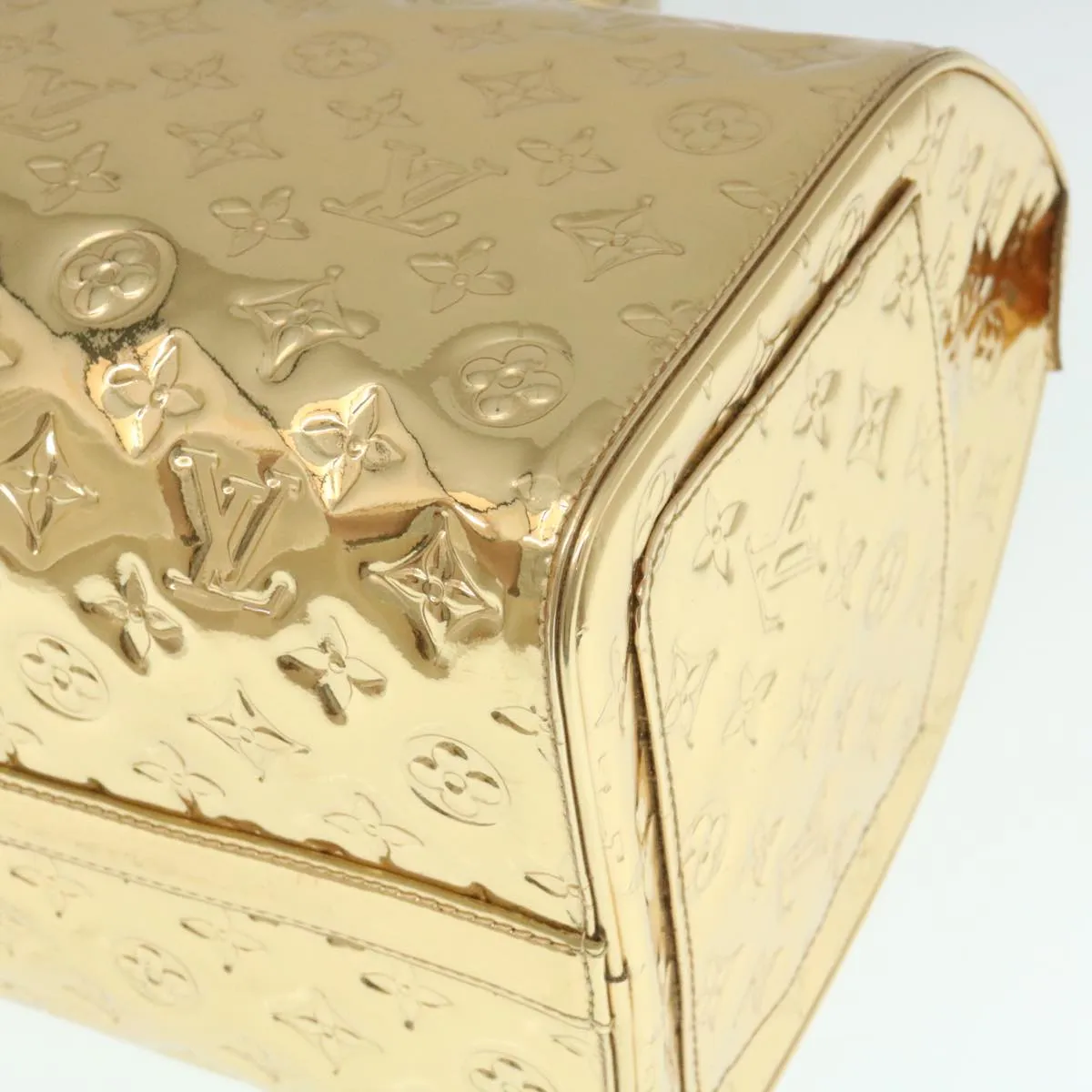 LOUIS VUITTON Monogram Miroir Speedy 35 Hand Bag Gold M95785
