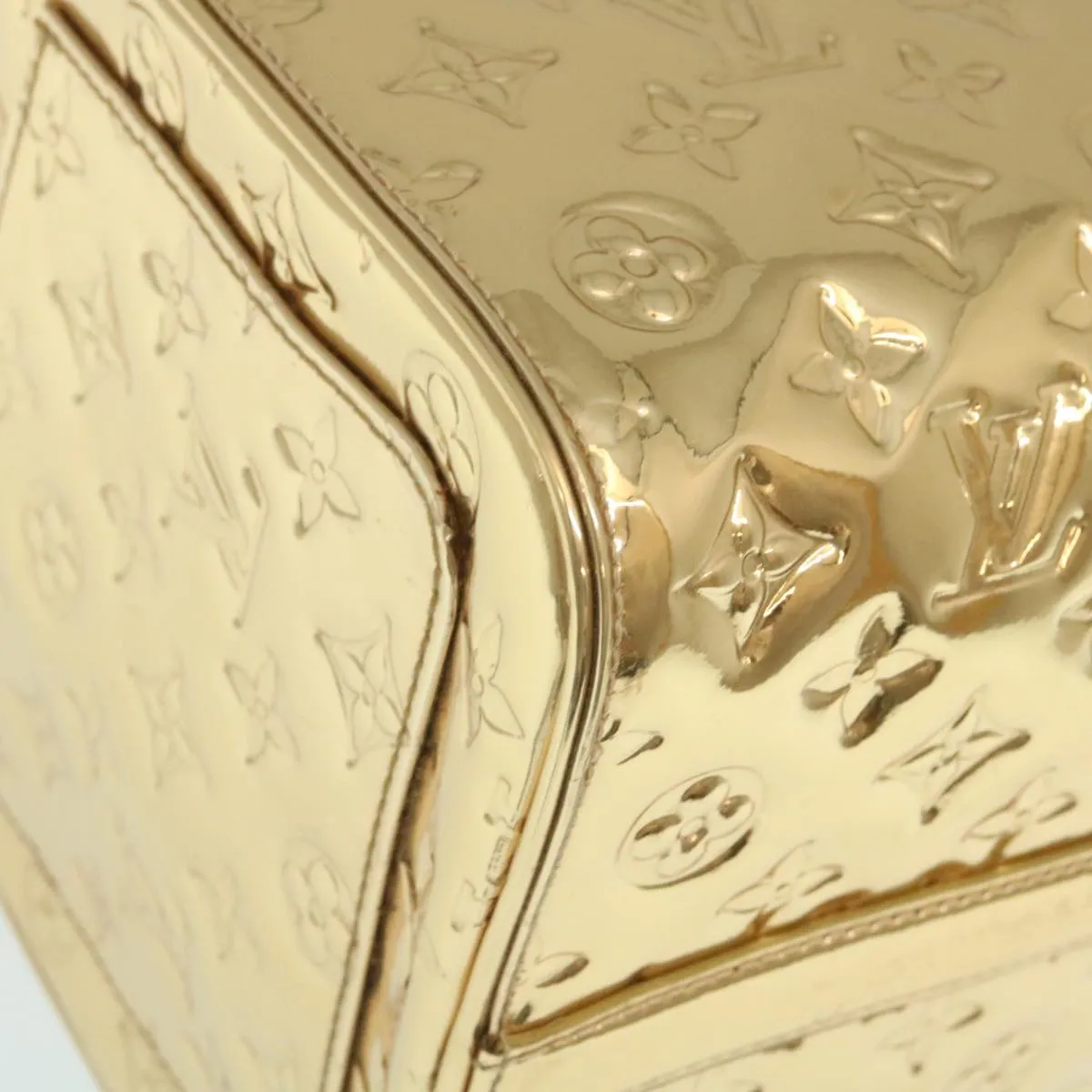 LOUIS VUITTON Monogram Miroir Speedy 35 Hand Bag Gold M95785