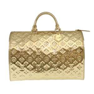LOUIS VUITTON Monogram Miroir Speedy 35 Hand Bag Gold M95785
