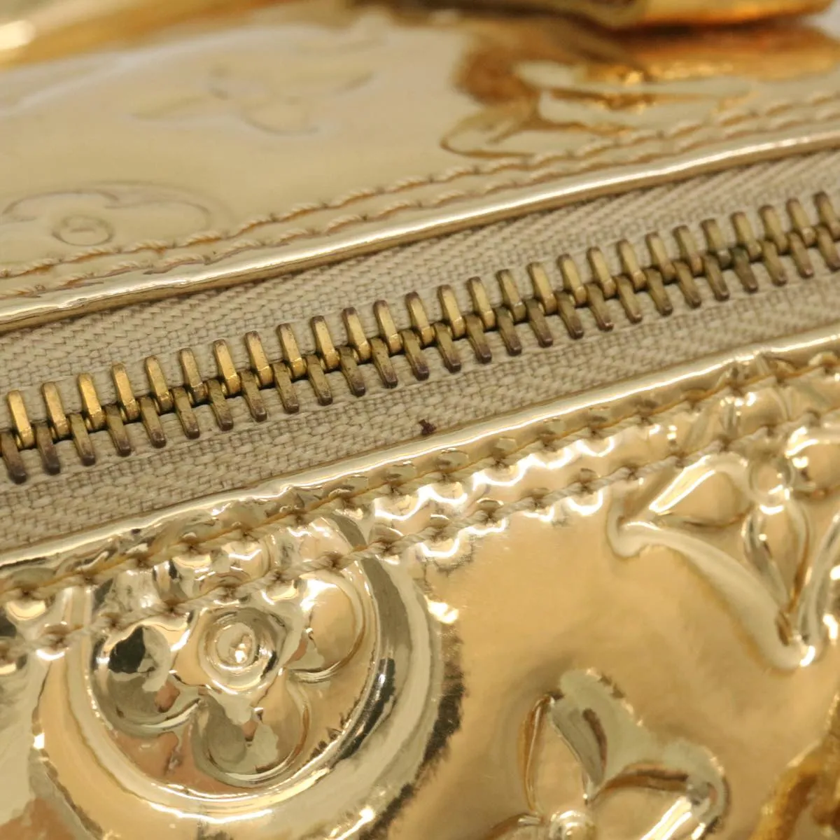 LOUIS VUITTON Monogram Miroir Speedy 35 Hand Bag Gold M95785
