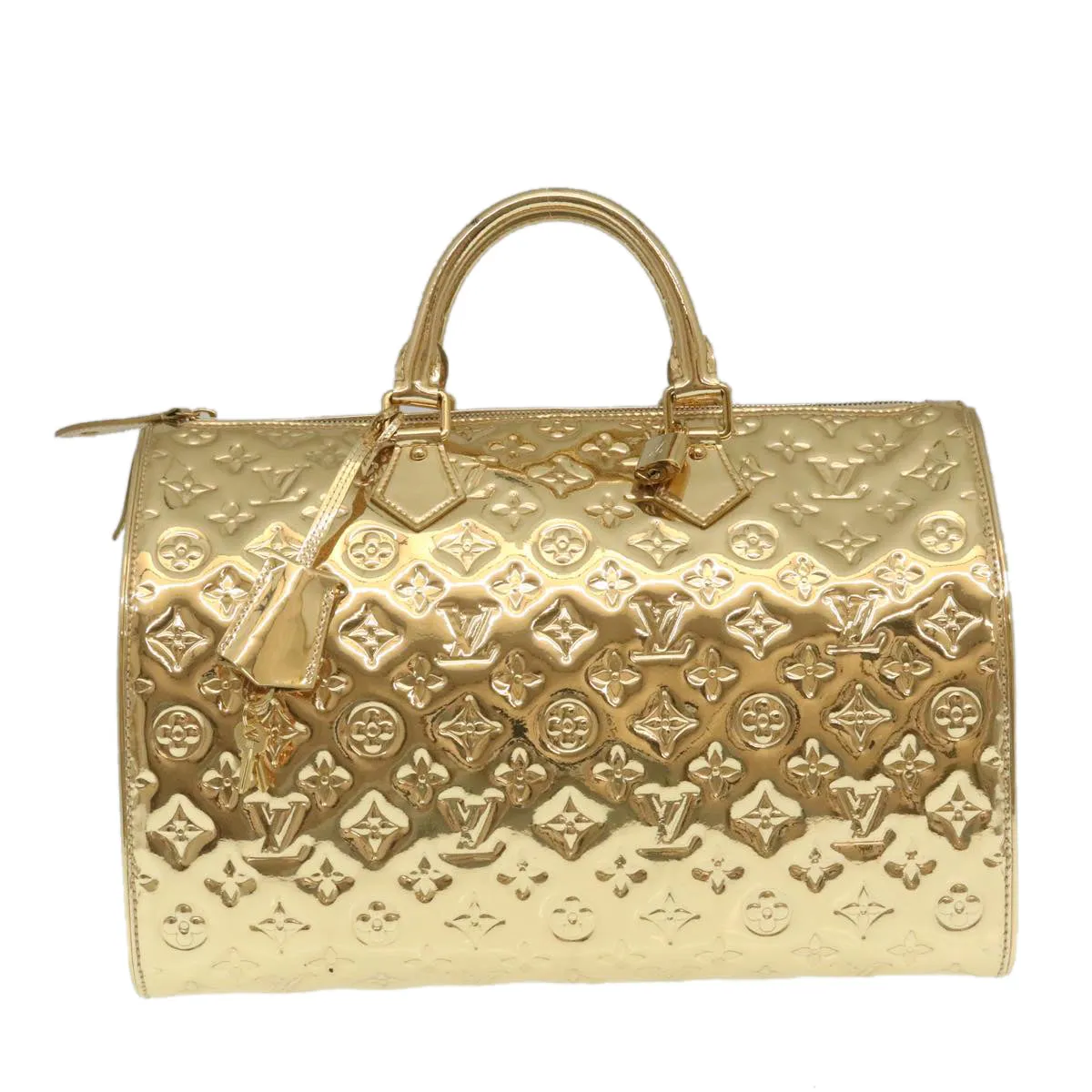 LOUIS VUITTON Monogram Miroir Speedy 35 Hand Bag Gold M95785