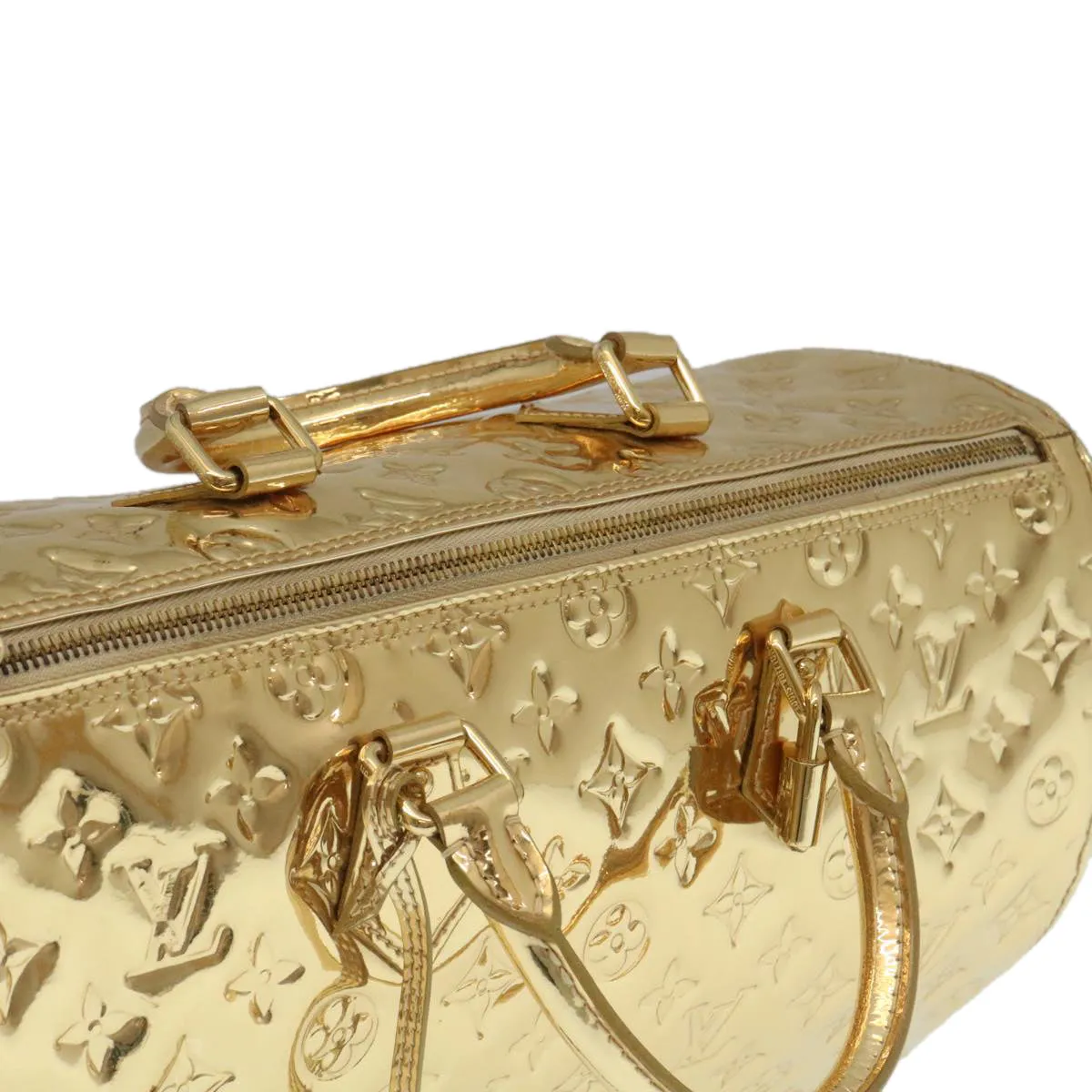 LOUIS VUITTON Monogram Miroir Speedy 35 Hand Bag Gold M95785