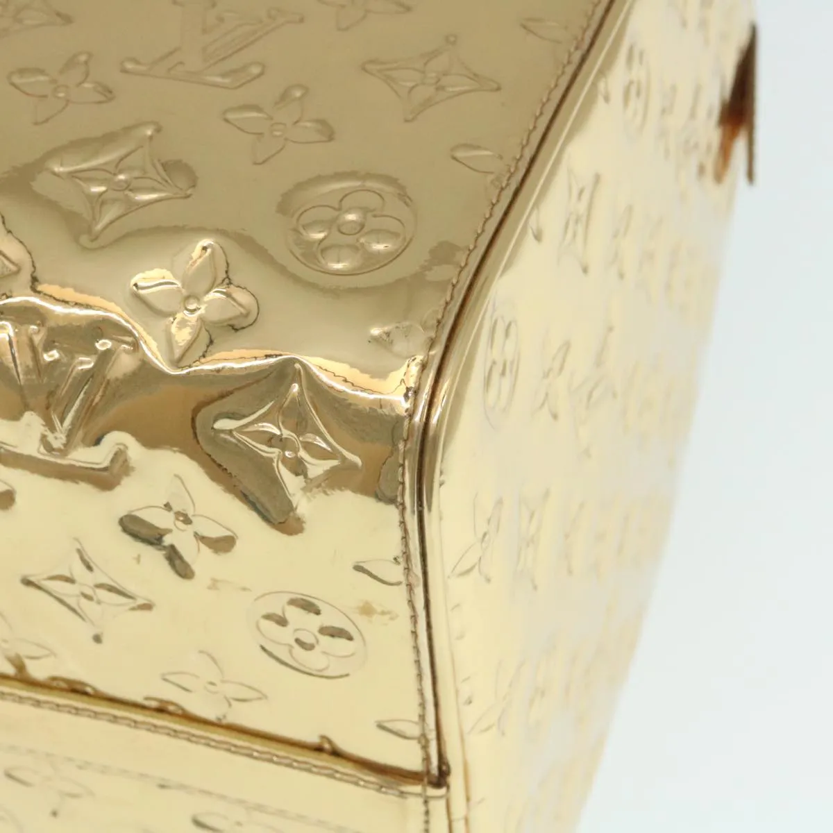 LOUIS VUITTON Monogram Miroir Speedy 35 Hand Bag Gold M95785
