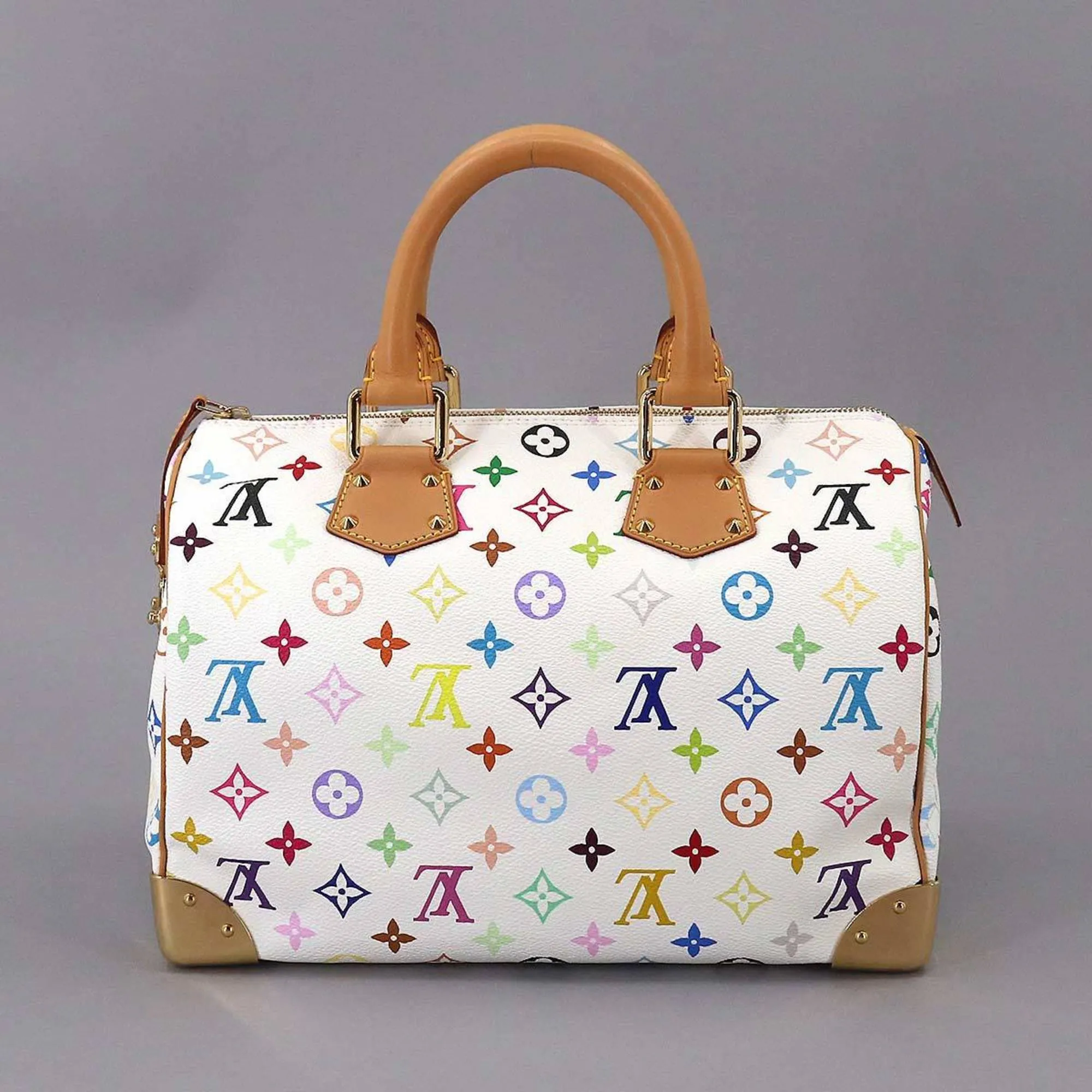 LOUIS VUITTON Monogram Multicolor Speedy 30 Handbag Bron M92643 Gold Hardware
