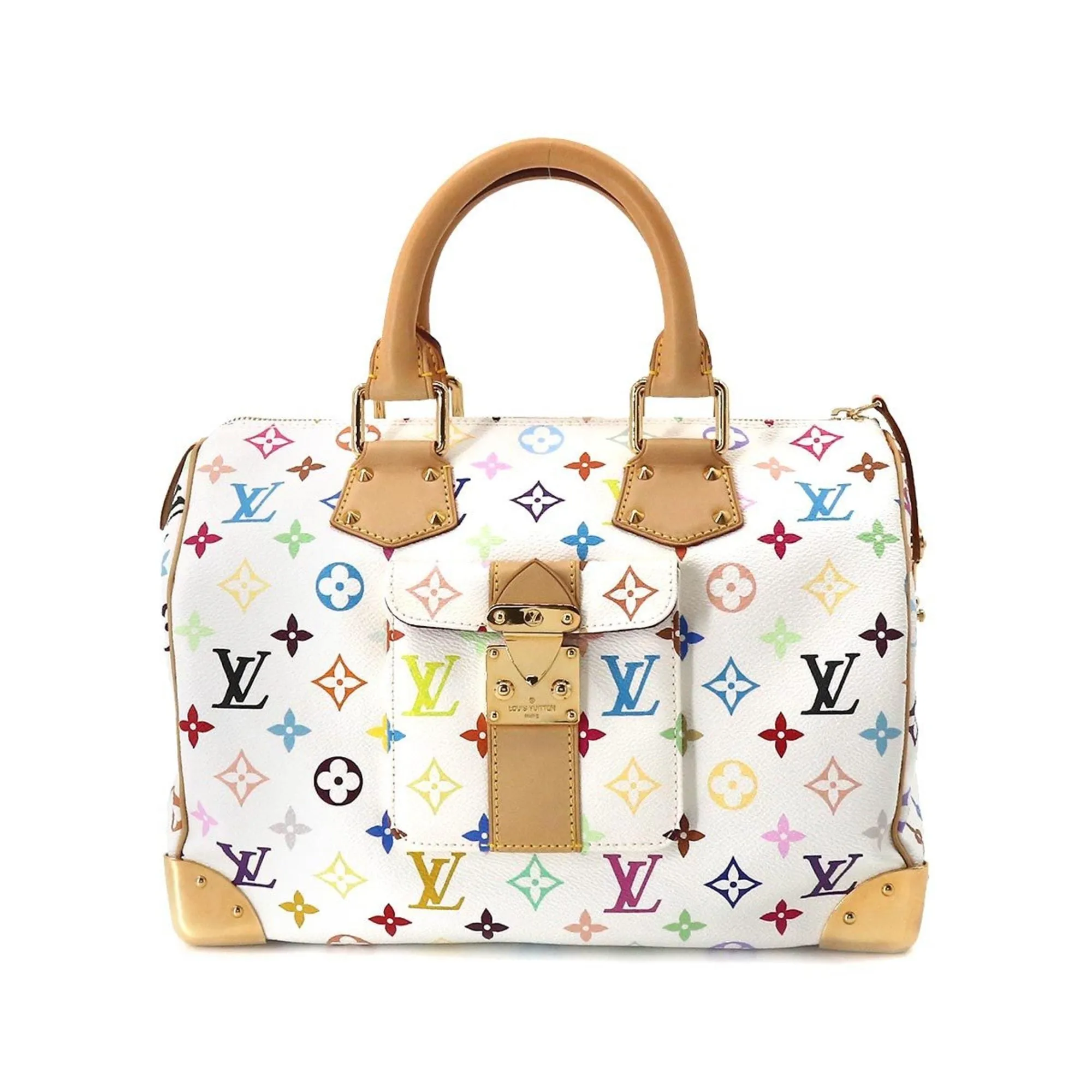 LOUIS VUITTON Monogram Multicolor Speedy 30 Handbag Bron M92643 Gold Hardware