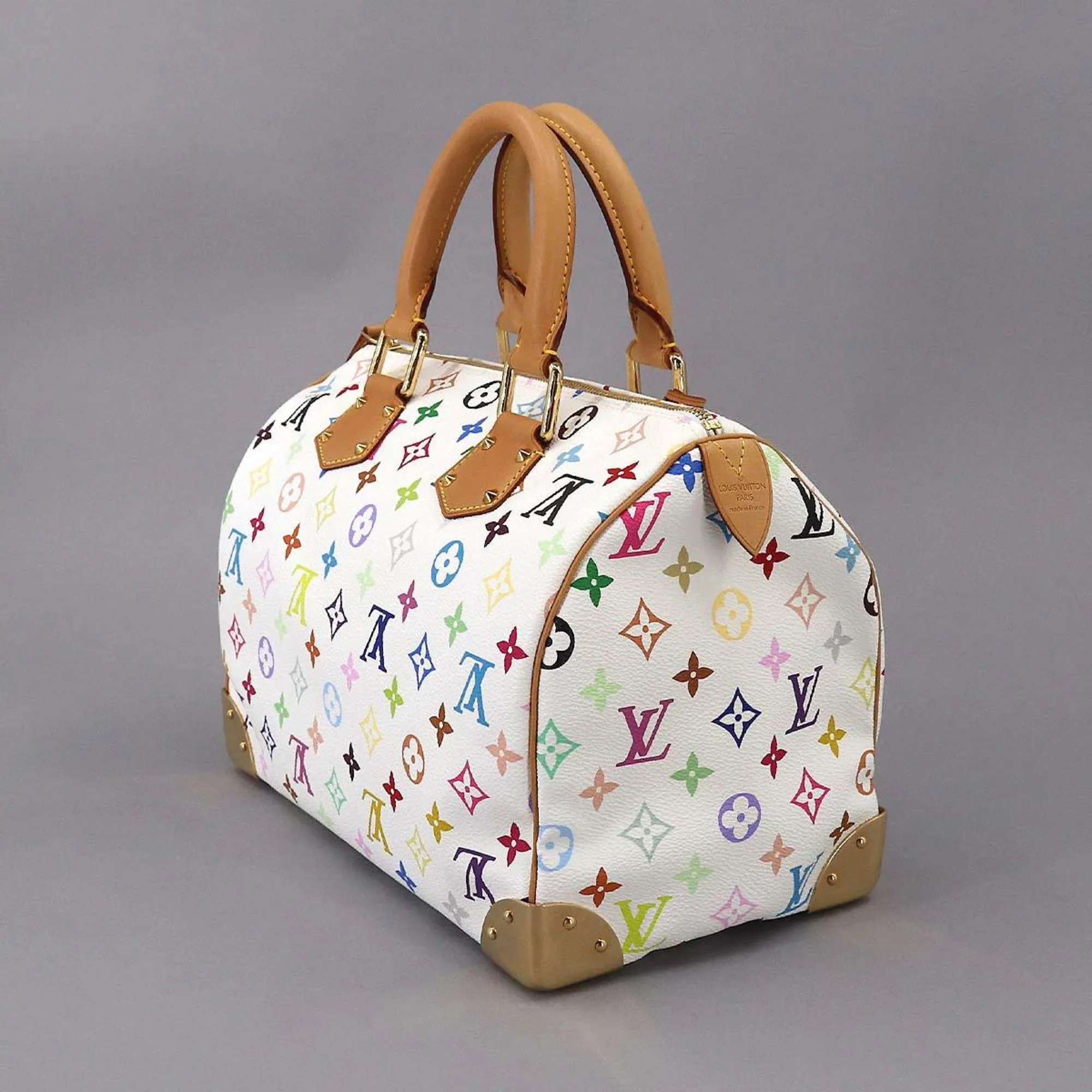 LOUIS VUITTON Monogram Multicolor Speedy 30 Handbag Bron M92643 Gold Hardware