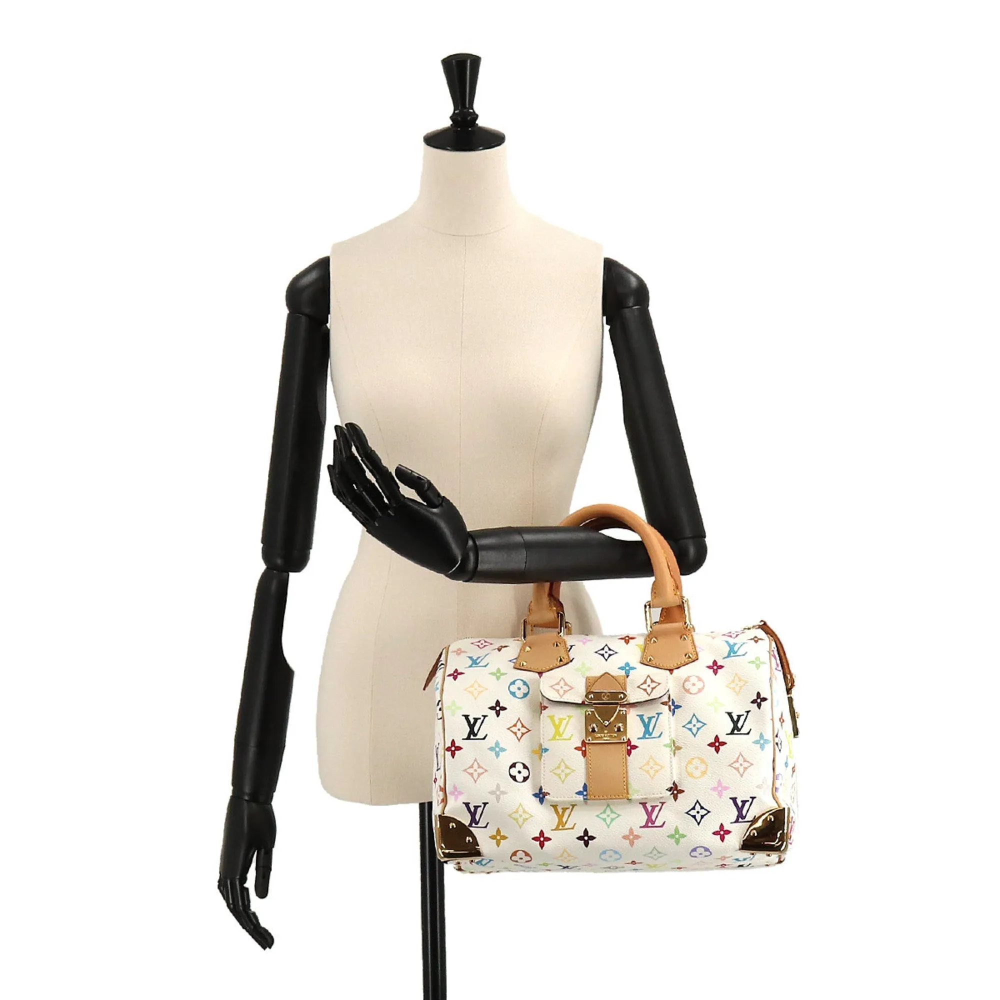 LOUIS VUITTON Monogram Multicolor Speedy 30 Handbag Bron M92643 Gold Hardware