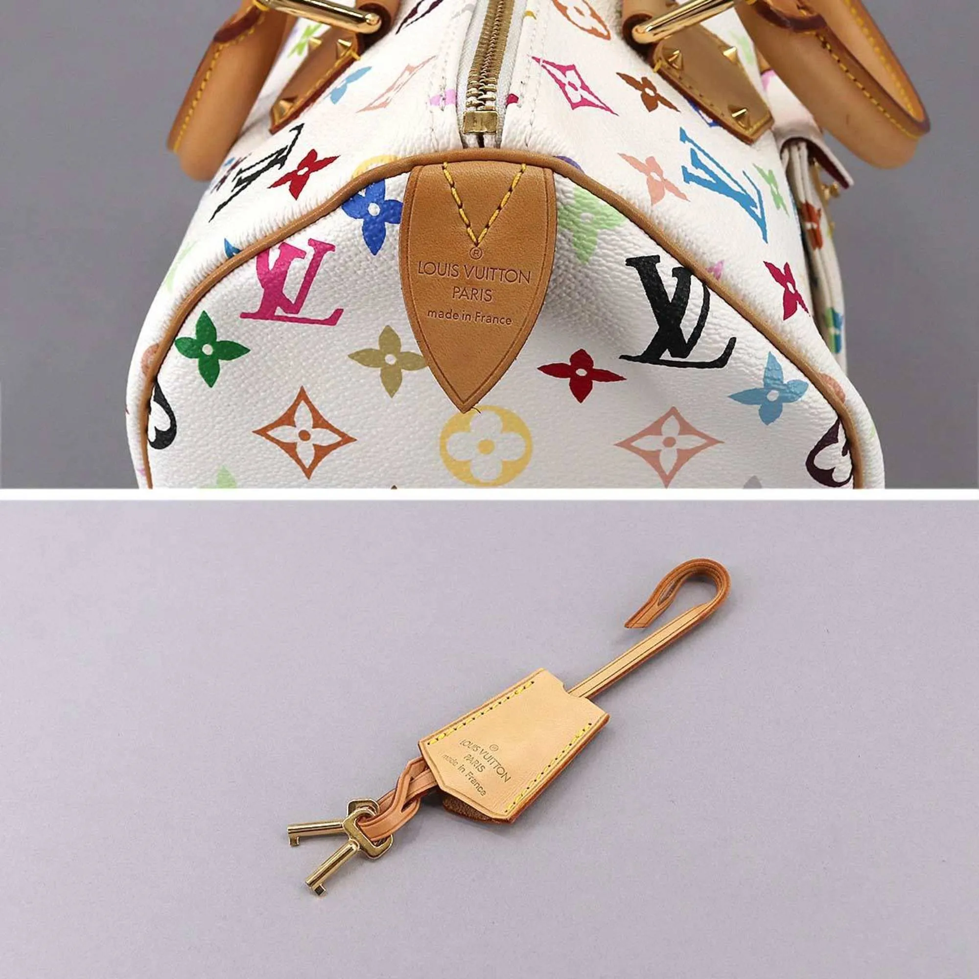 LOUIS VUITTON Monogram Multicolor Speedy 30 Handbag Bron M92643 Gold Hardware