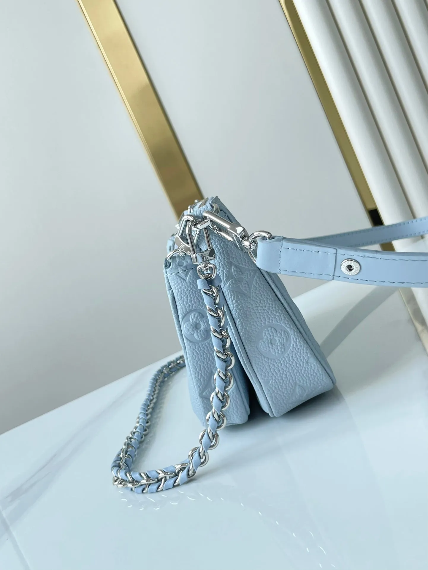 Louis Vuitton MULTI POCHETTE ACCESSOIRES 24 IN BEAU BLUE MONOGRAM EMPREINTE LEATHER