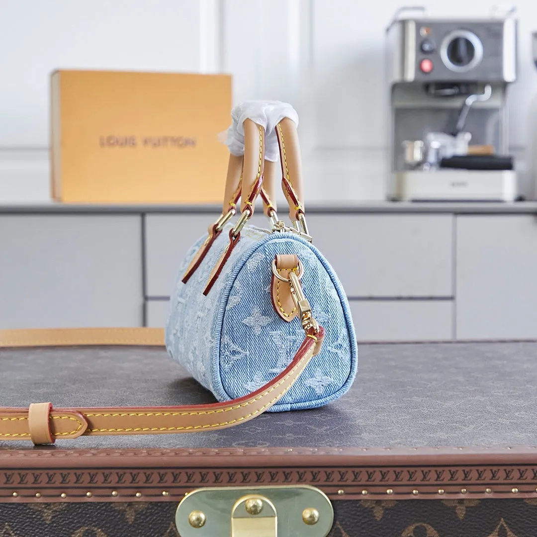 Louis Vuitton NANO SPEEDY 16 IN LIGHT BLUE MONOGRAM DENIM