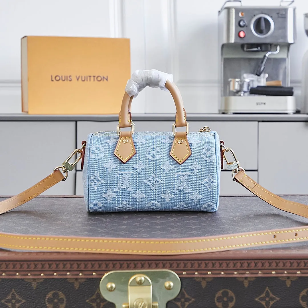 Louis Vuitton NANO SPEEDY 16 IN LIGHT BLUE MONOGRAM DENIM