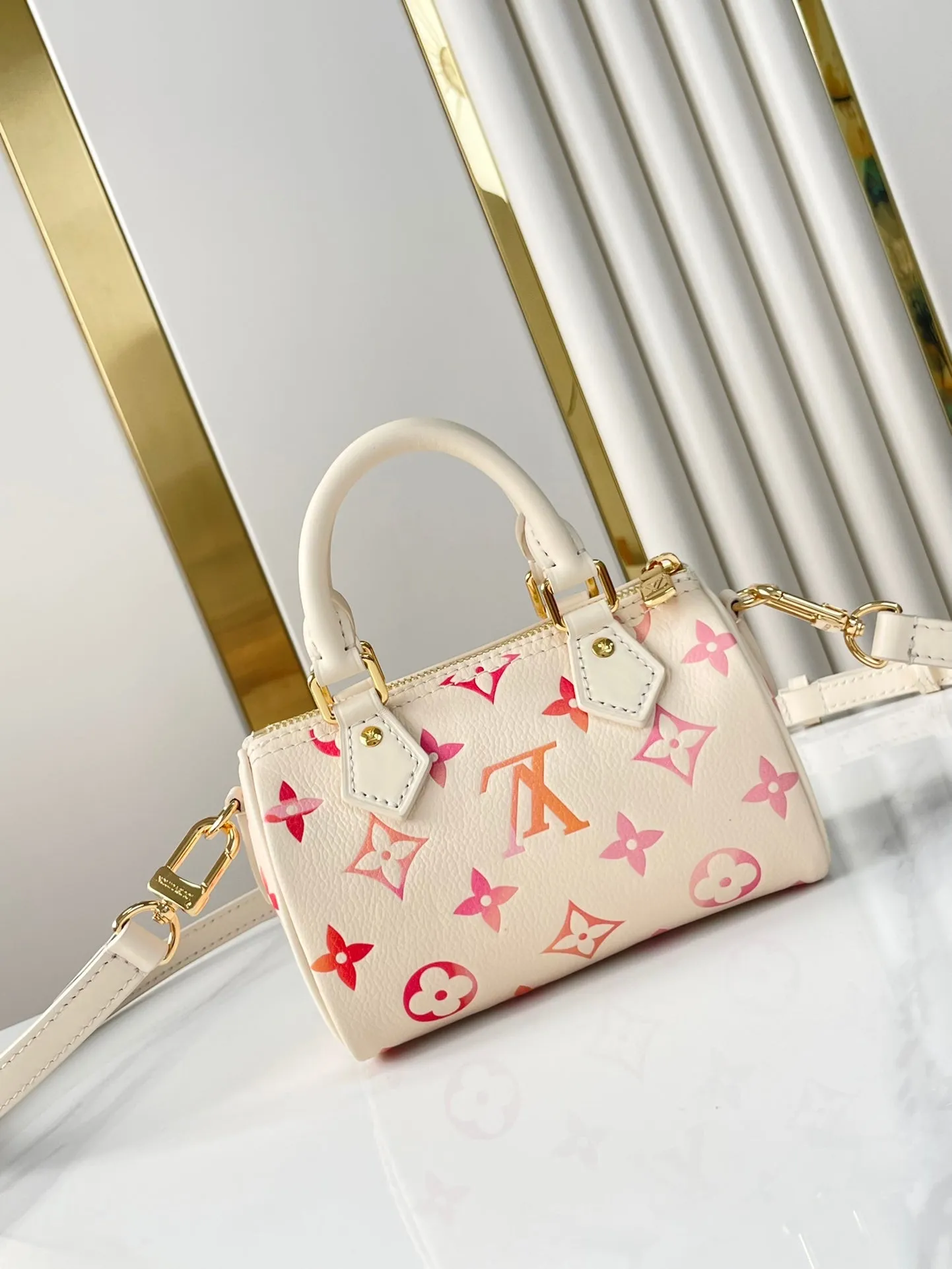 Louis Vuitton NANO SPEEDY 16 IN SUNRISE AQUARELLE MONOGRAM EMPREINTE LEATHER