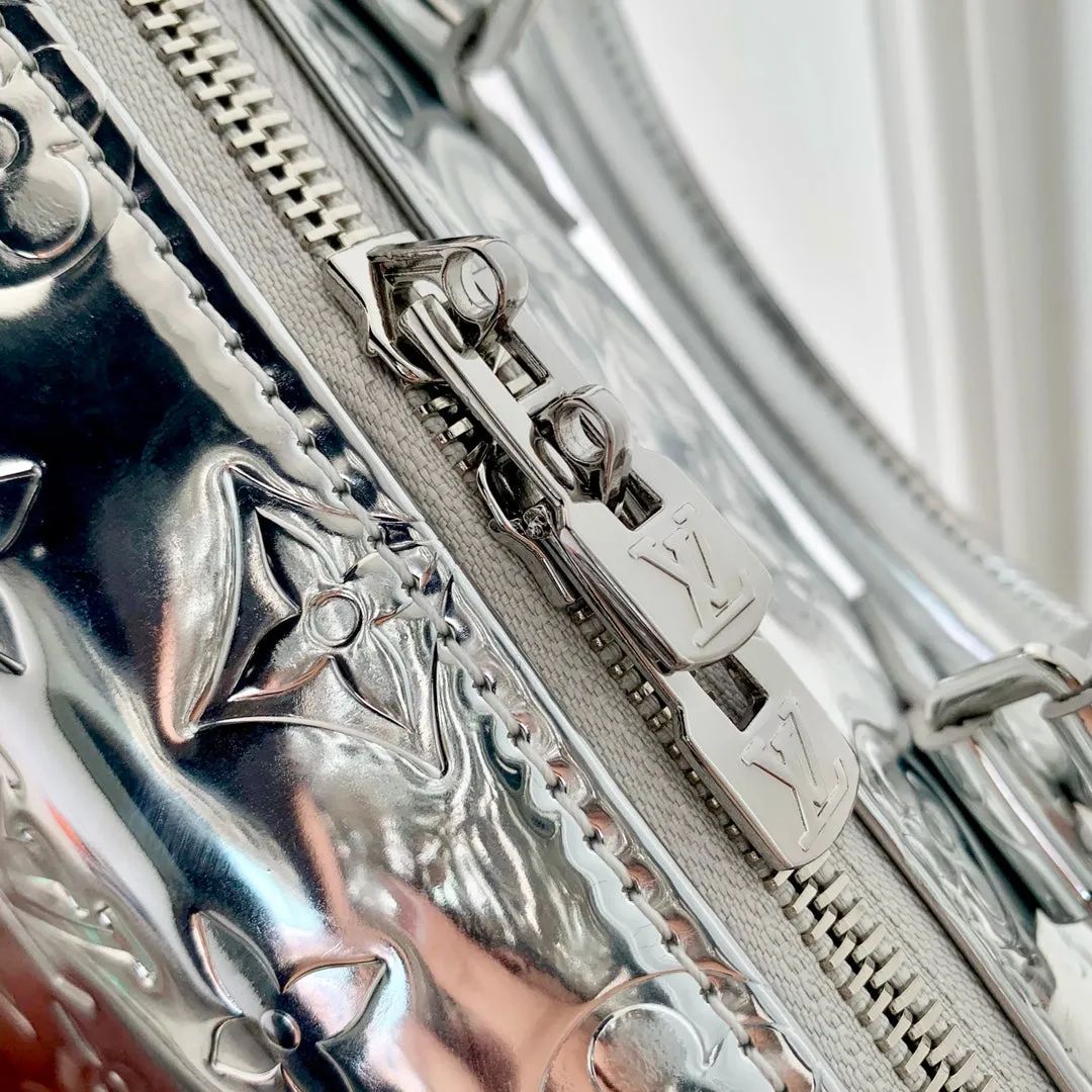 Louis Vuitton SPEEDY BANDOULIRE 20 IN SILVER MONOGRAM EMBOSSED CALFSKIN