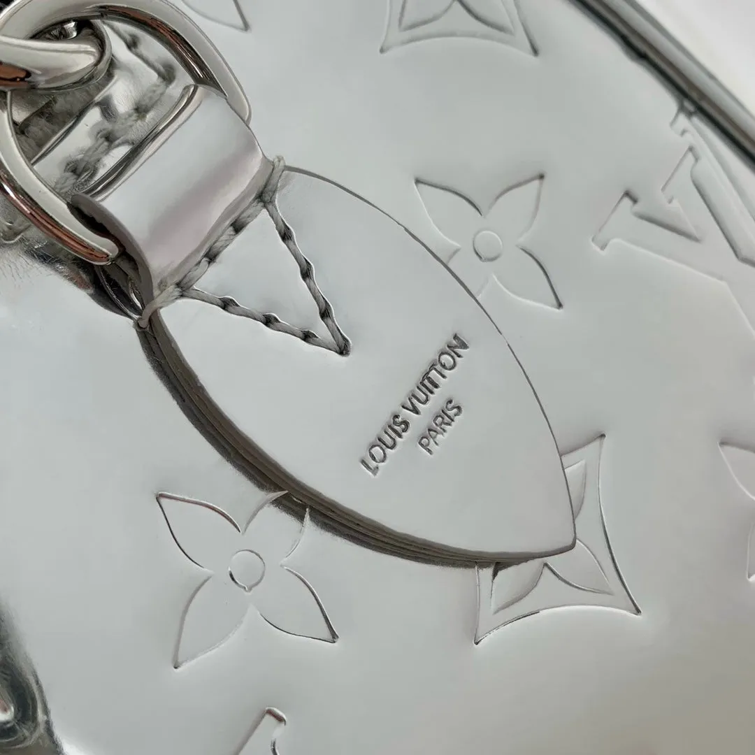 Louis Vuitton SPEEDY BANDOULIRE 20 IN SILVER MONOGRAM EMBOSSED CALFSKIN