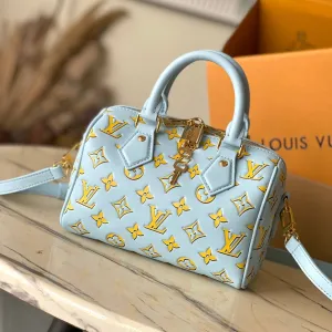 Louis Vuitton SPEEDY BANDOULIRE 20 IN SKY YELLOW MONOGRAM CALFSKIN GOLD BUCKLE