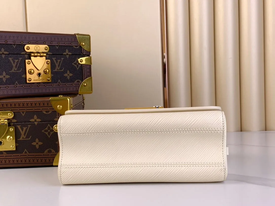 Louis Vuitton TWIST MM 23 IN QUARTZ WHITE EPI LEATHER GOLD HARDWARE