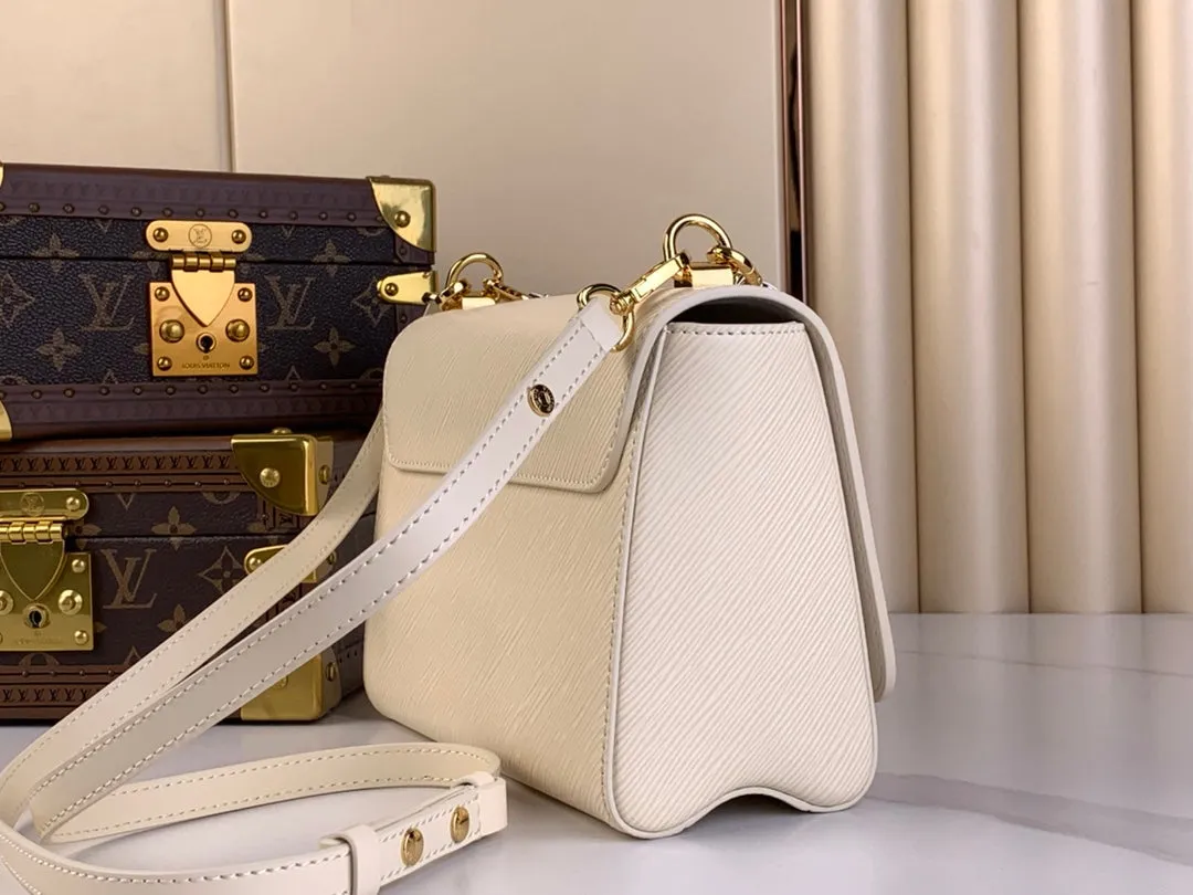 Louis Vuitton TWIST MM 23 IN QUARTZ WHITE EPI LEATHER GOLD HARDWARE