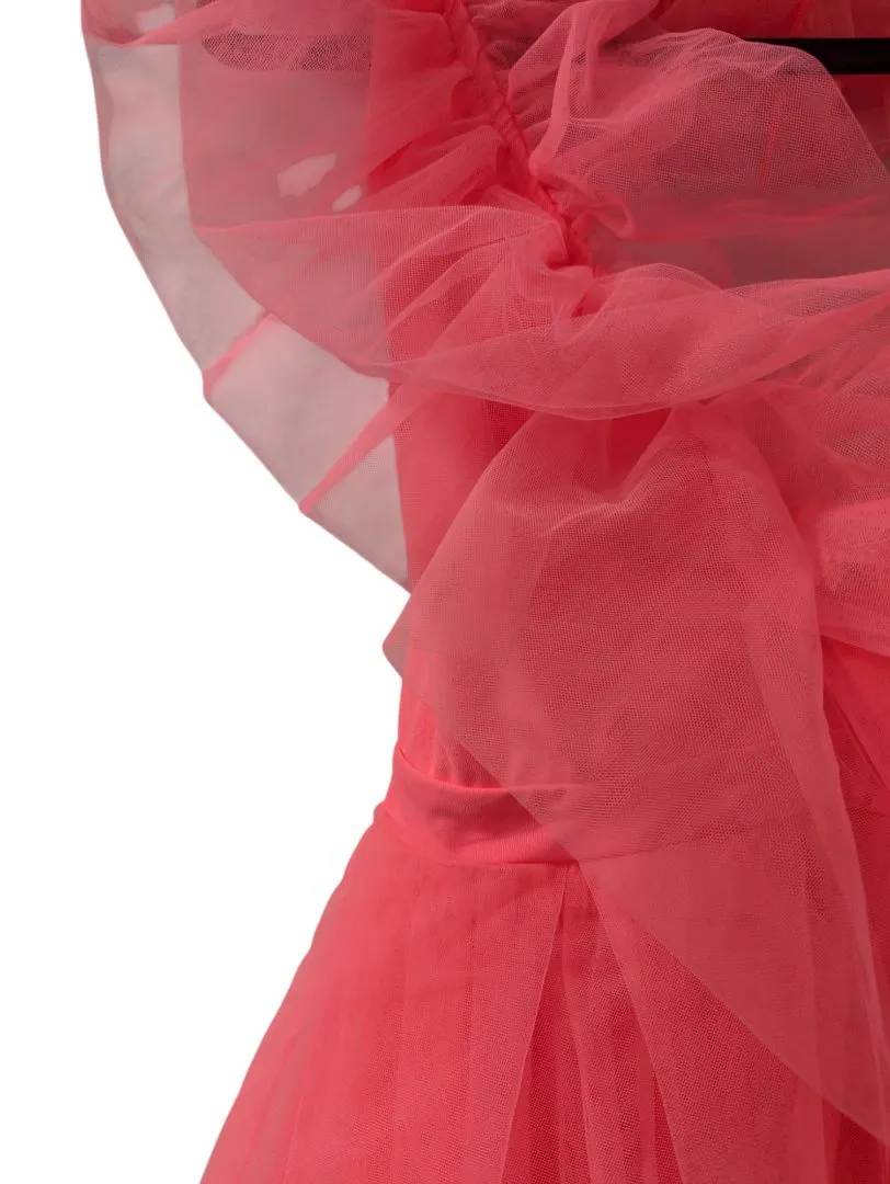 Neon Pink Mini Dress Olivia Tulle Size S
