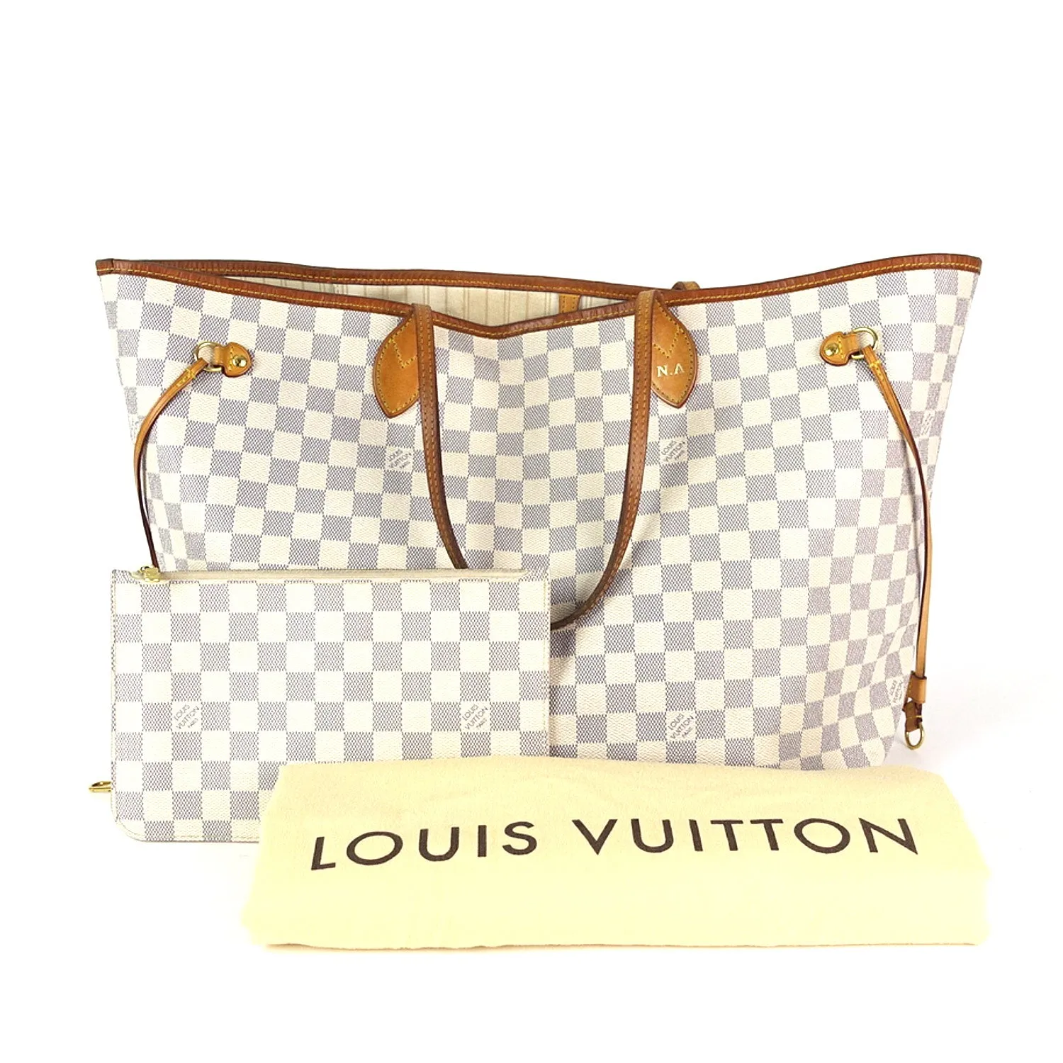 Neverfull GM Damier Azur Canvas Tote Bag with Pouch