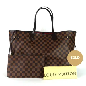 Neverfull GM Damier Ebne Canvas Tote Bag