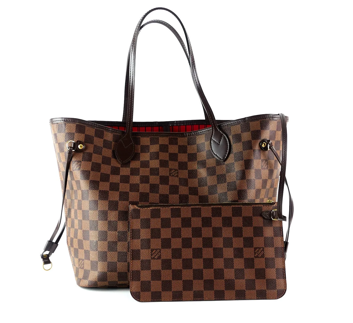 Neverfull MM Damier Ebne Canvas Tote Bag with Pouch
