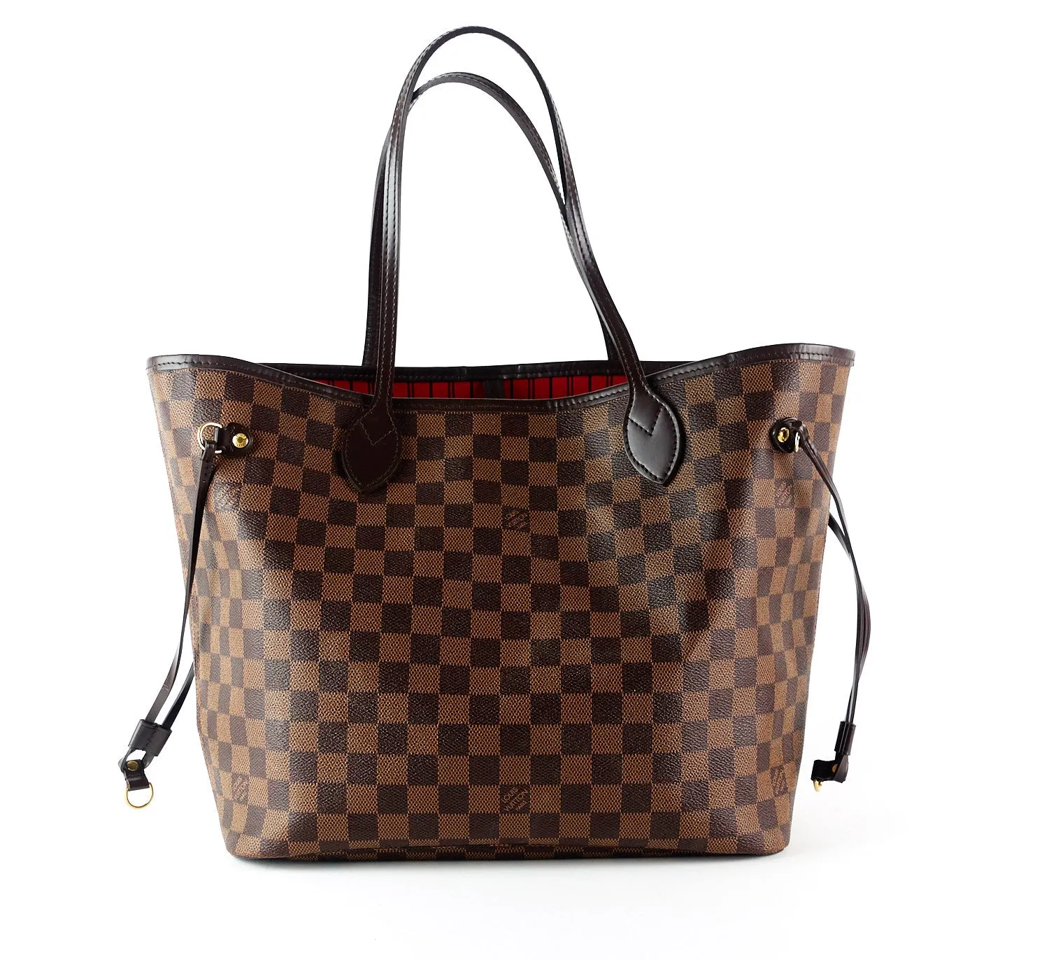 Neverfull MM Damier Ebne Canvas Tote Bag with Pouch