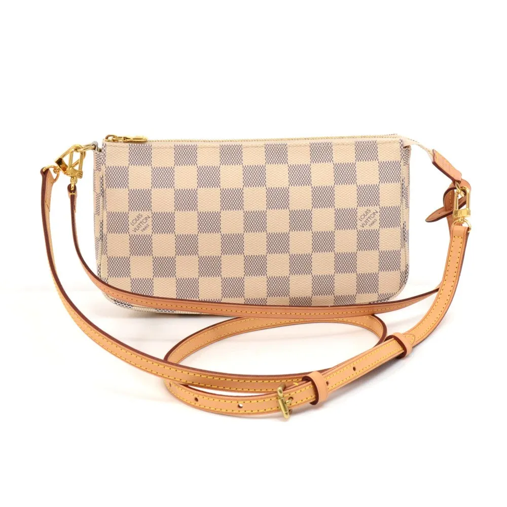 Pochette Accessoires Damier Azur Canvas Evening Bag with Strap