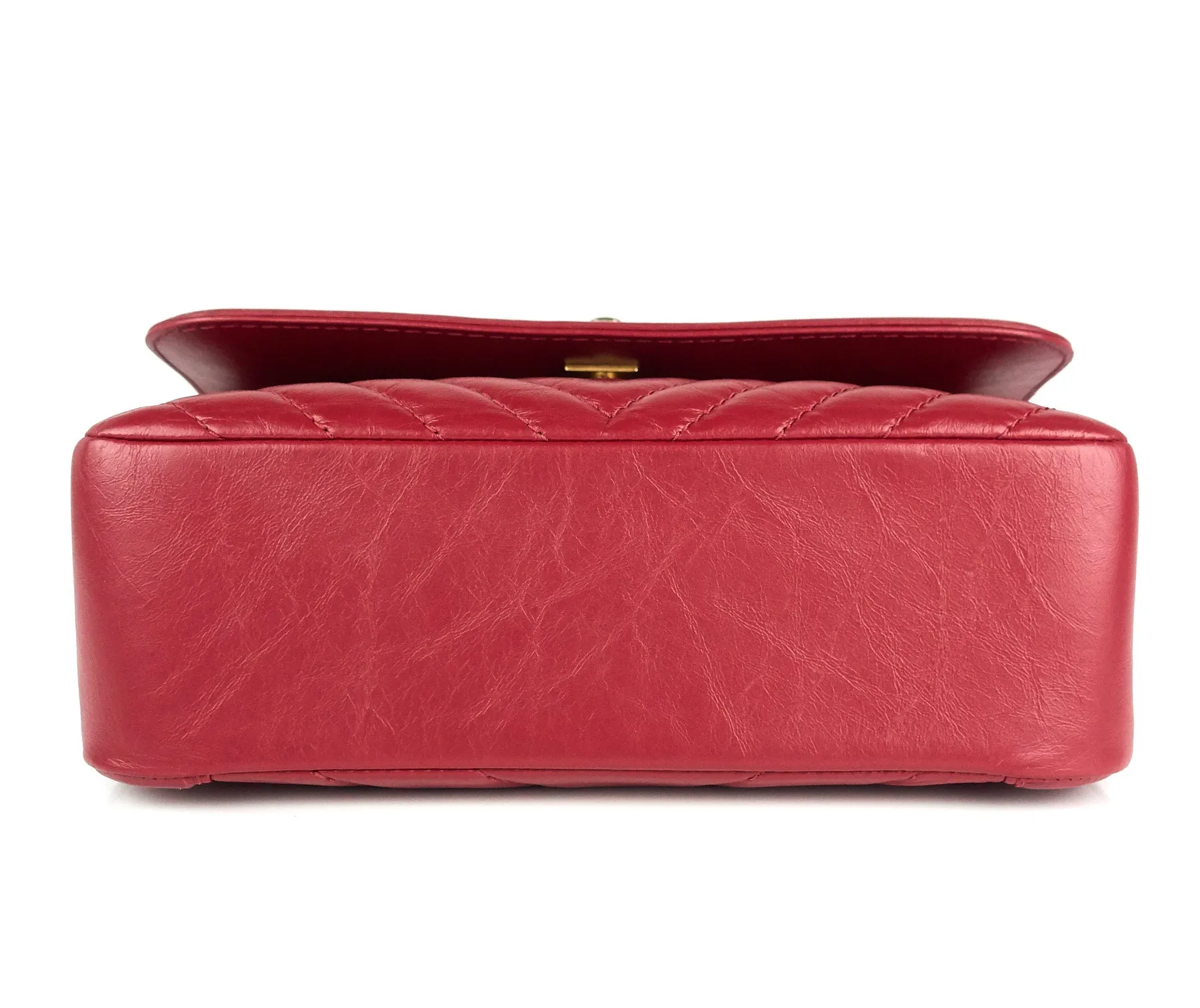 Quilted Chevron Calfskin Leather Top Handle Bag