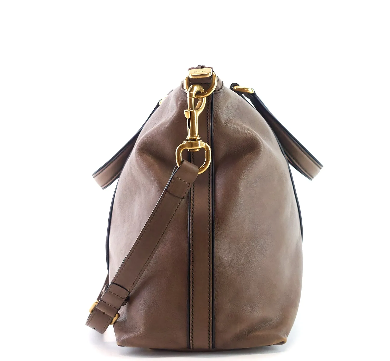 Rania Web Leather Top Handle Medium Bag