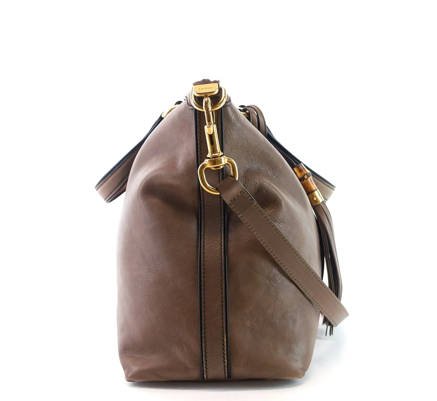 Rania Web Leather Top Handle Medium Bag