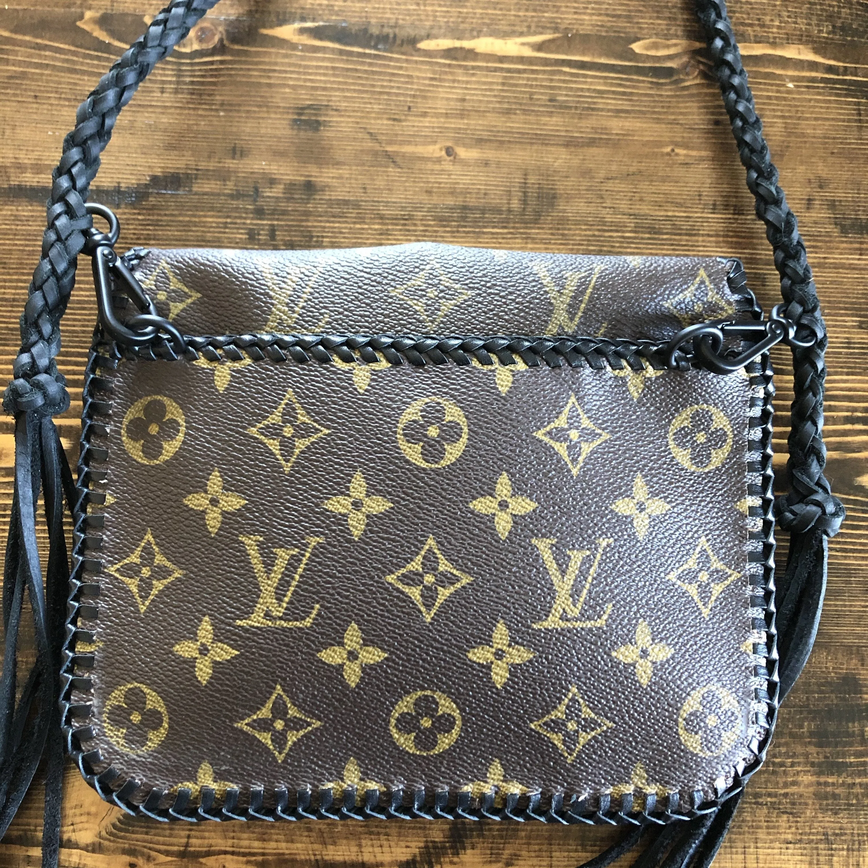 The Falcon with Back Pocket - Black Monogram Wristlet/Crossbody/Clutch