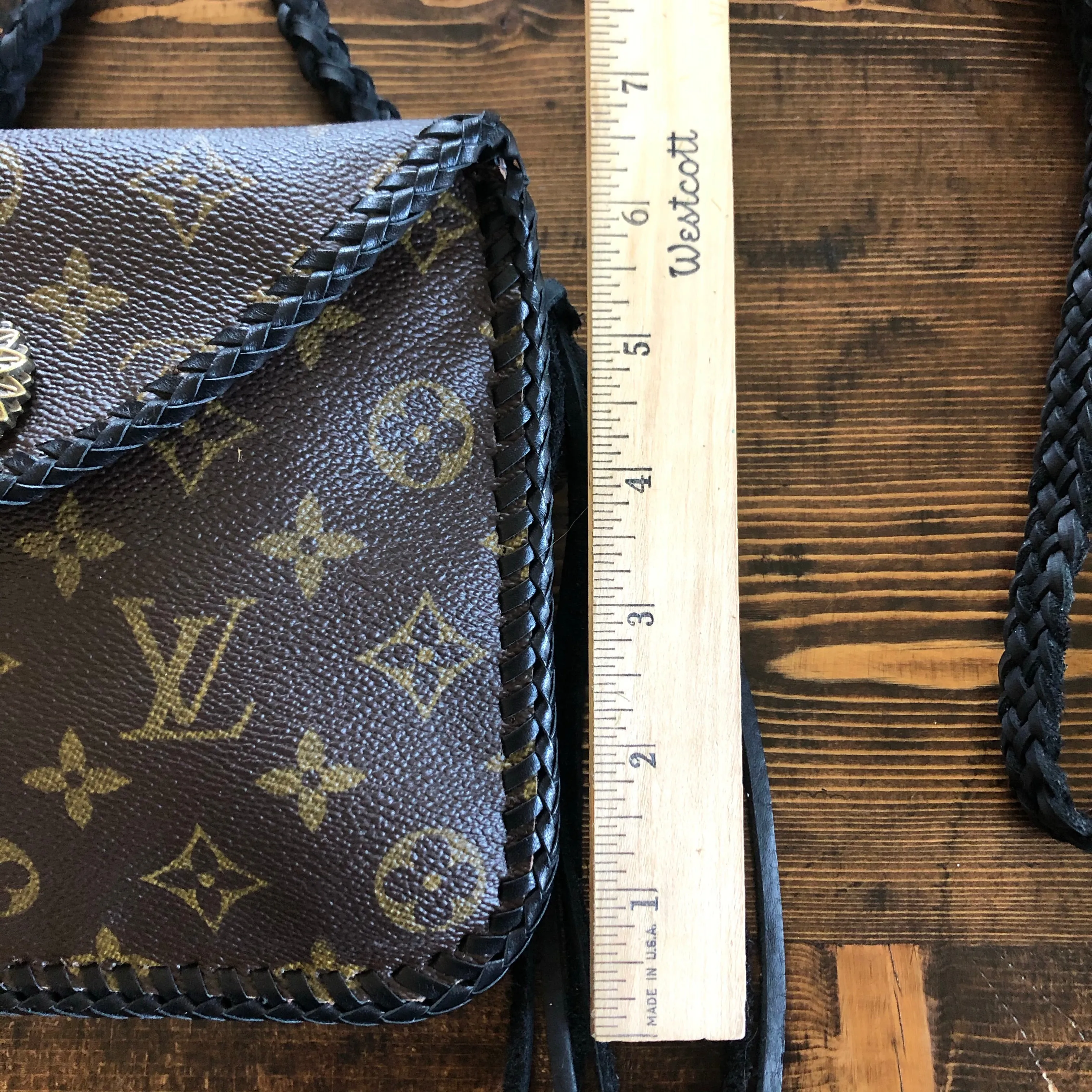 The Falcon with Back Pocket - Black Monogram Wristlet/Crossbody/Clutch