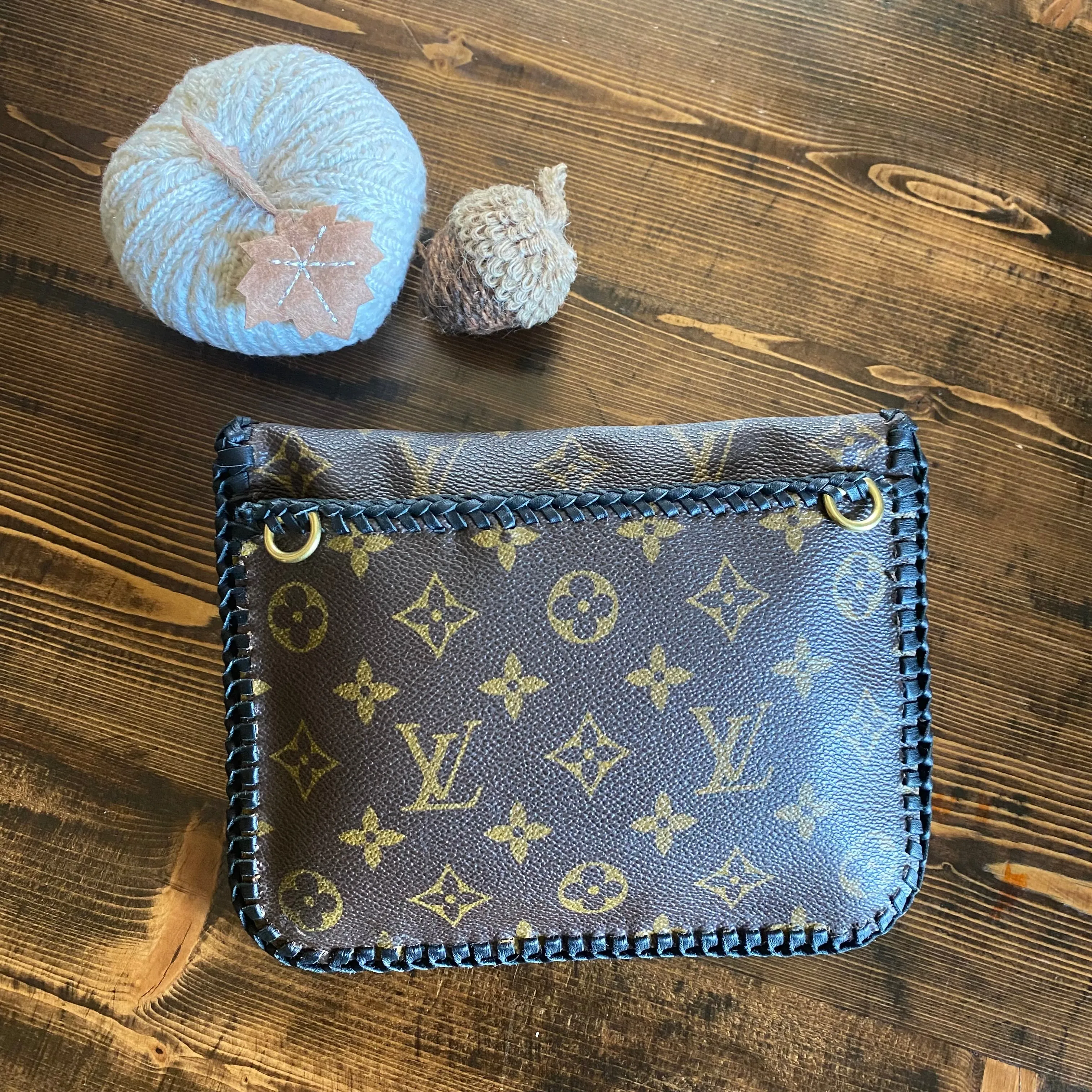 The Falcon with Back Pocket - Black Monogram Wristlet/Crossbody/Clutch