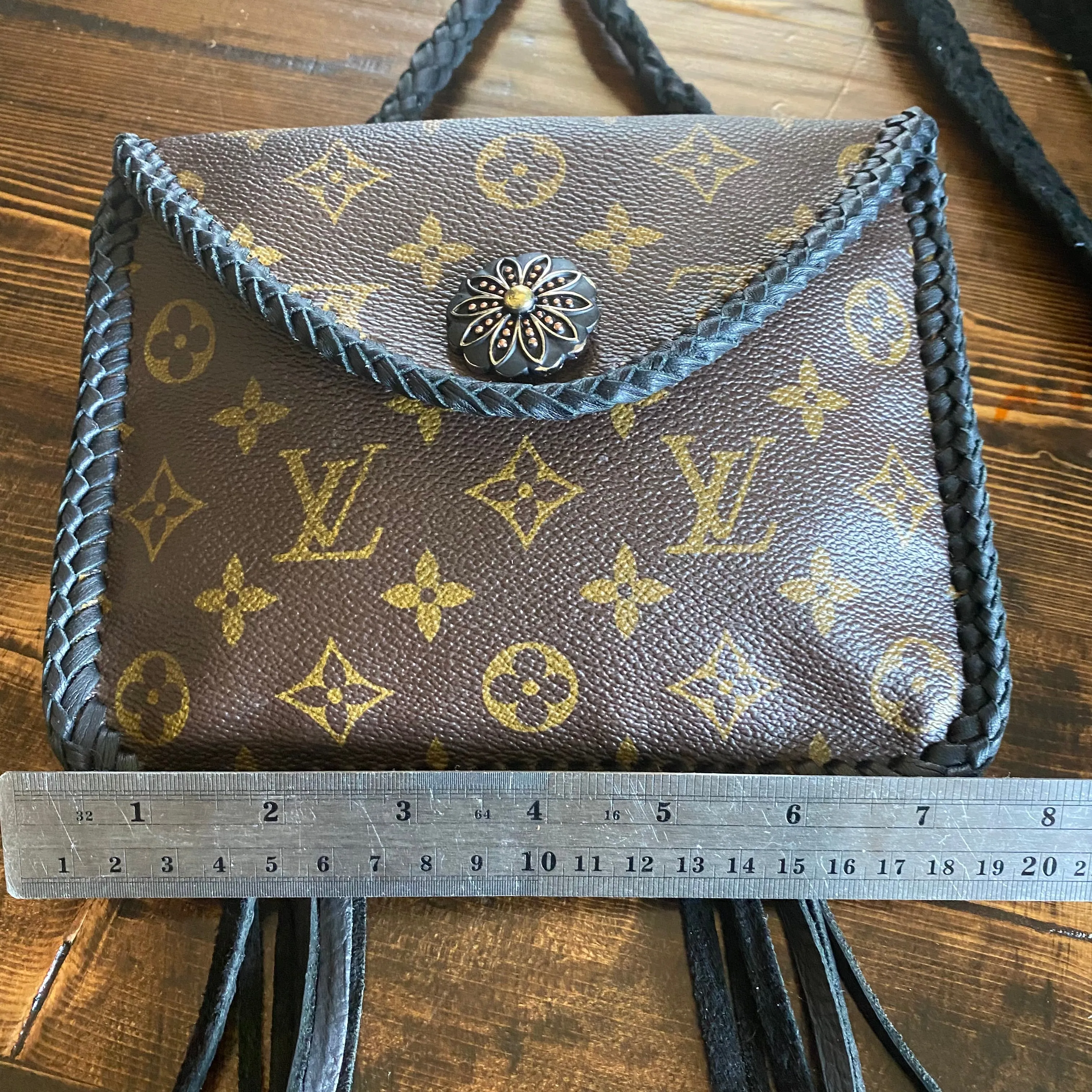 The Falcon with Back Pocket - Black Monogram Wristlet/Crossbody/Clutch