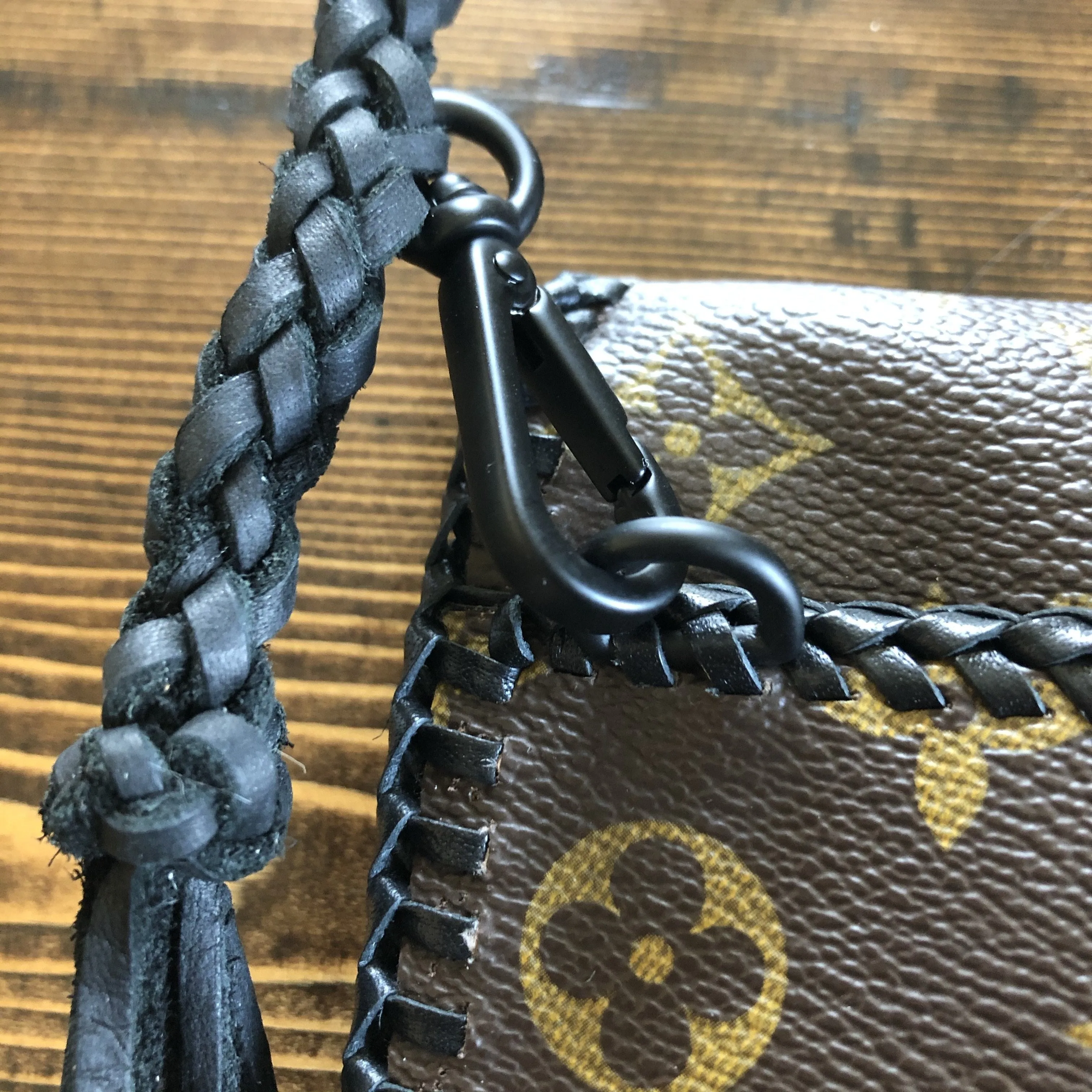 The Falcon with Back Pocket - Black Monogram Wristlet/Crossbody/Clutch