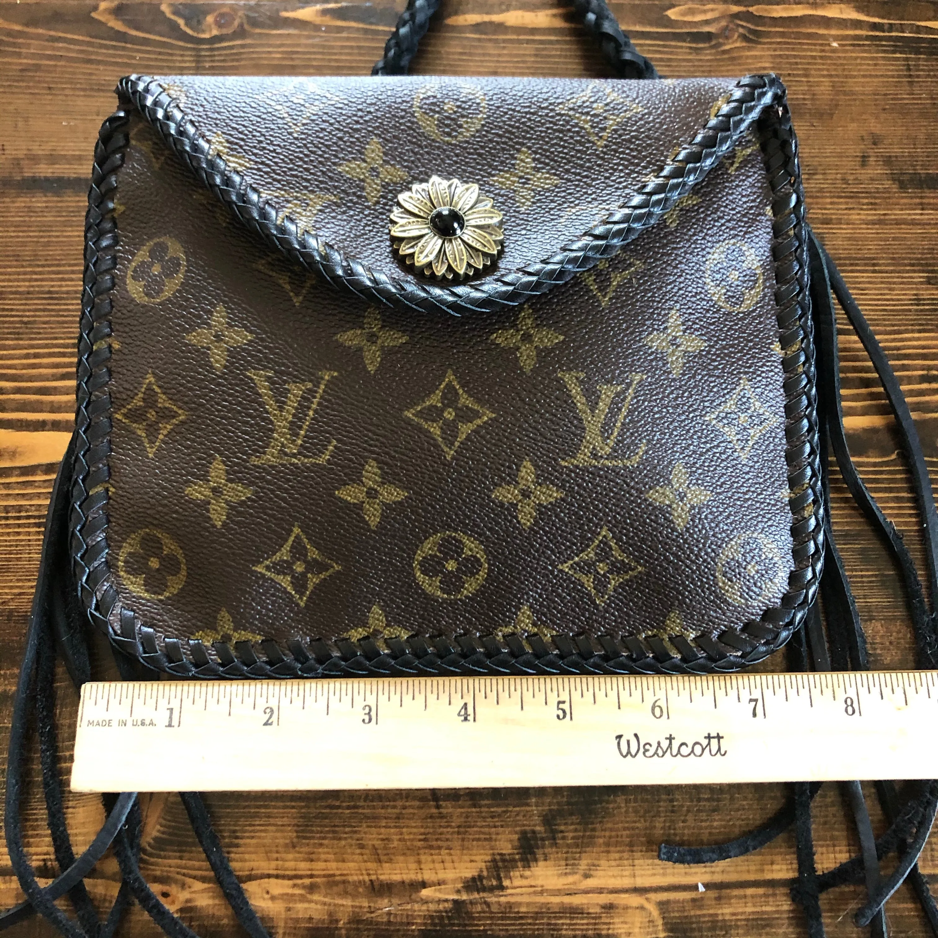 The Falcon with Back Pocket - Black Monogram Wristlet/Crossbody/Clutch