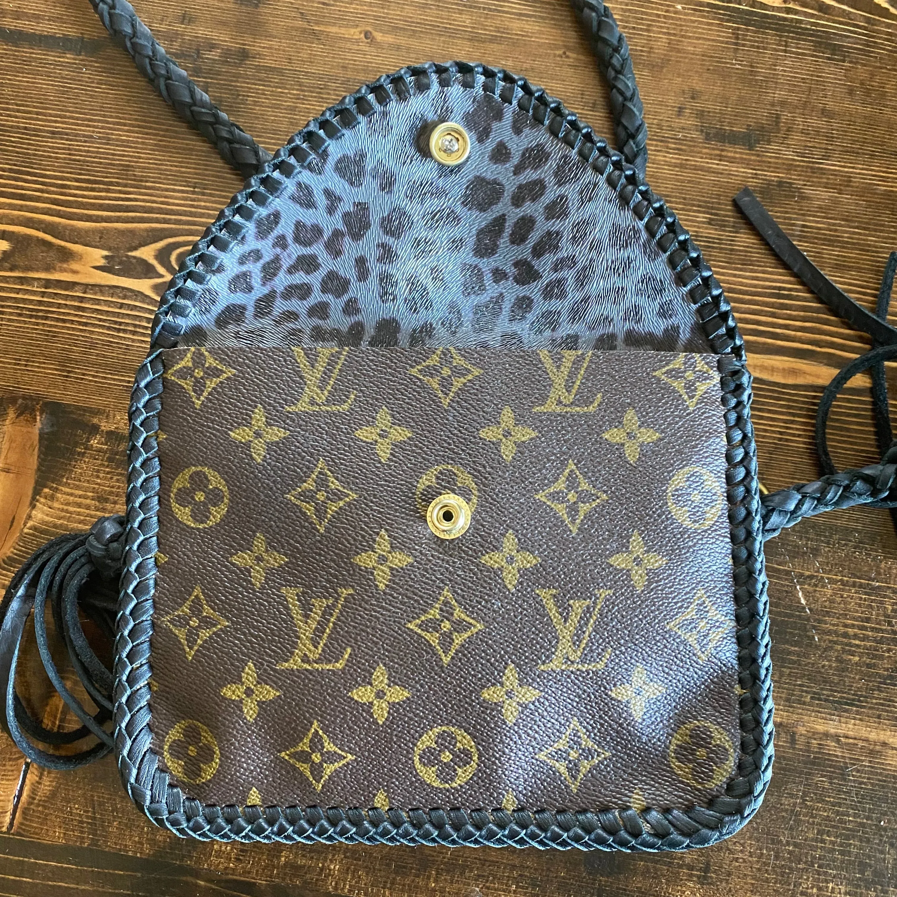 The Falcon with Back Pocket - Black Monogram Wristlet/Crossbody/Clutch