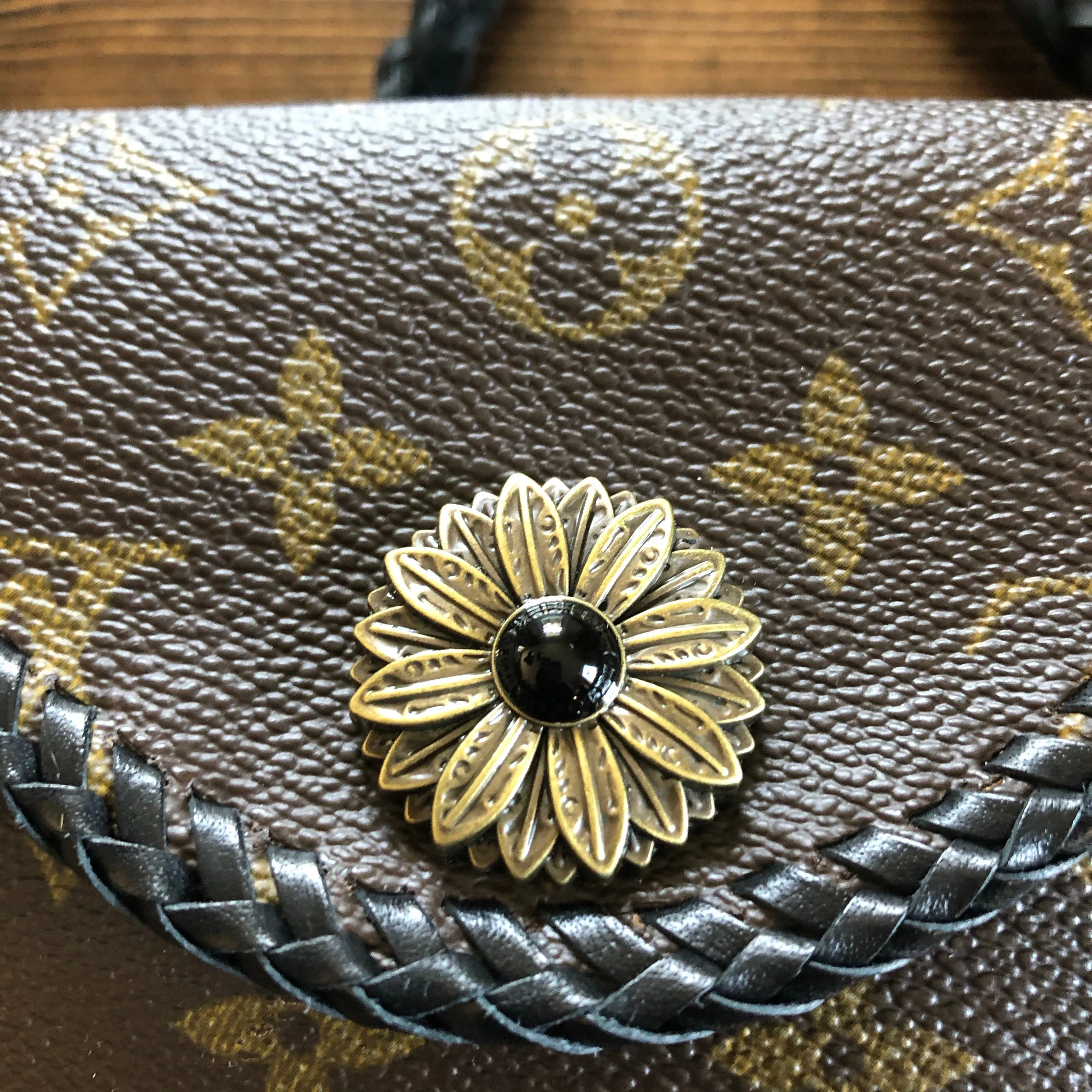 The Falcon with Back Pocket - Black Monogram Wristlet/Crossbody/Clutch