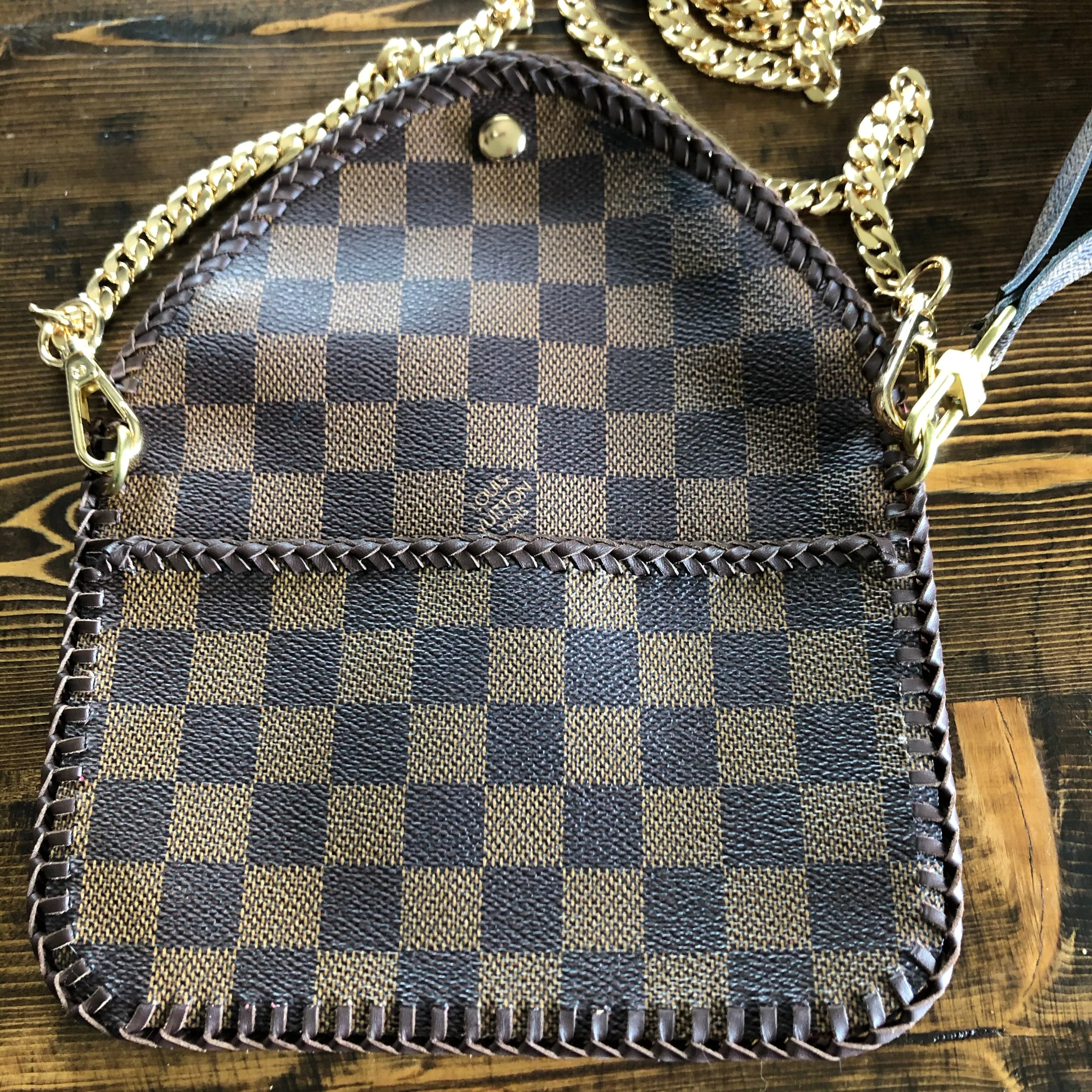 The Falcon with Back Pocket - Damier Ebene Wristlet/Crossbody/Clutch