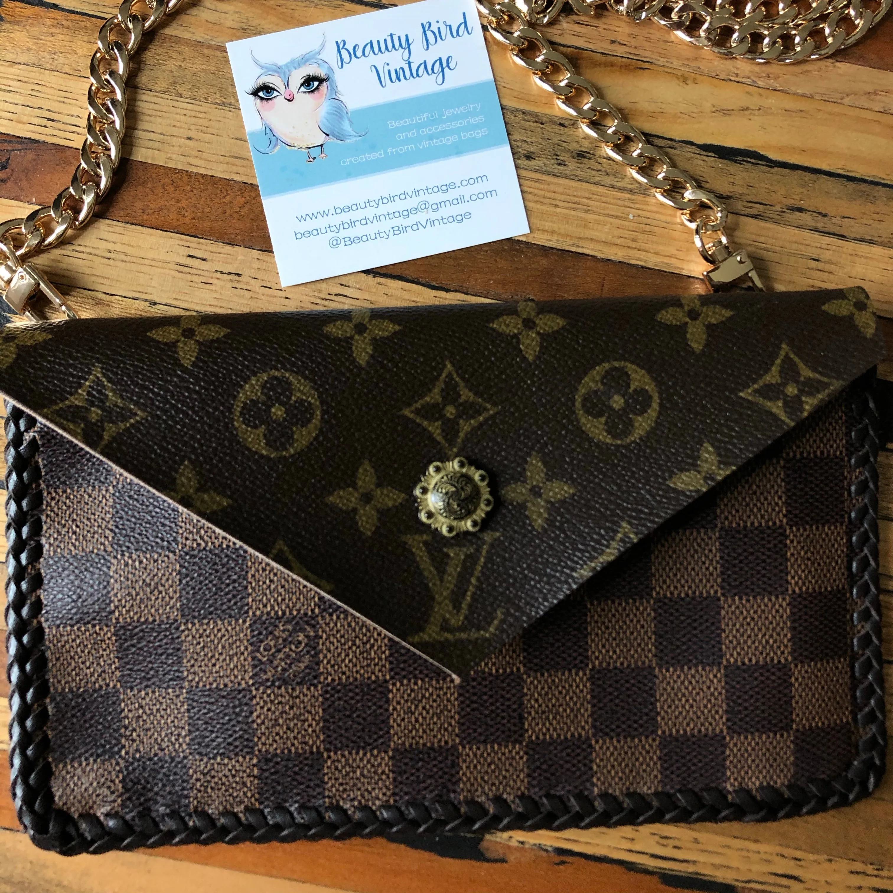 The Wren - Damier/Monogram Mix Vintage Wristlet/Crossbody/Clutch